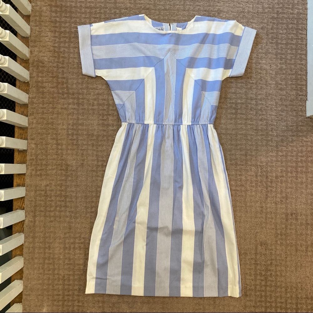 Vintage dress with blue stripes